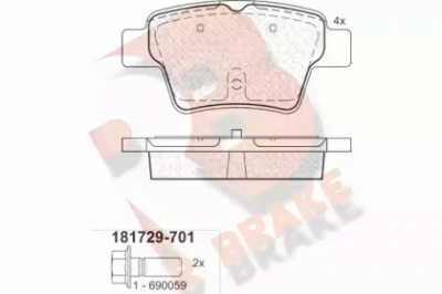 R BRAKE rb1729701 -  Комплект тормозных колодок, дисковый тормоз